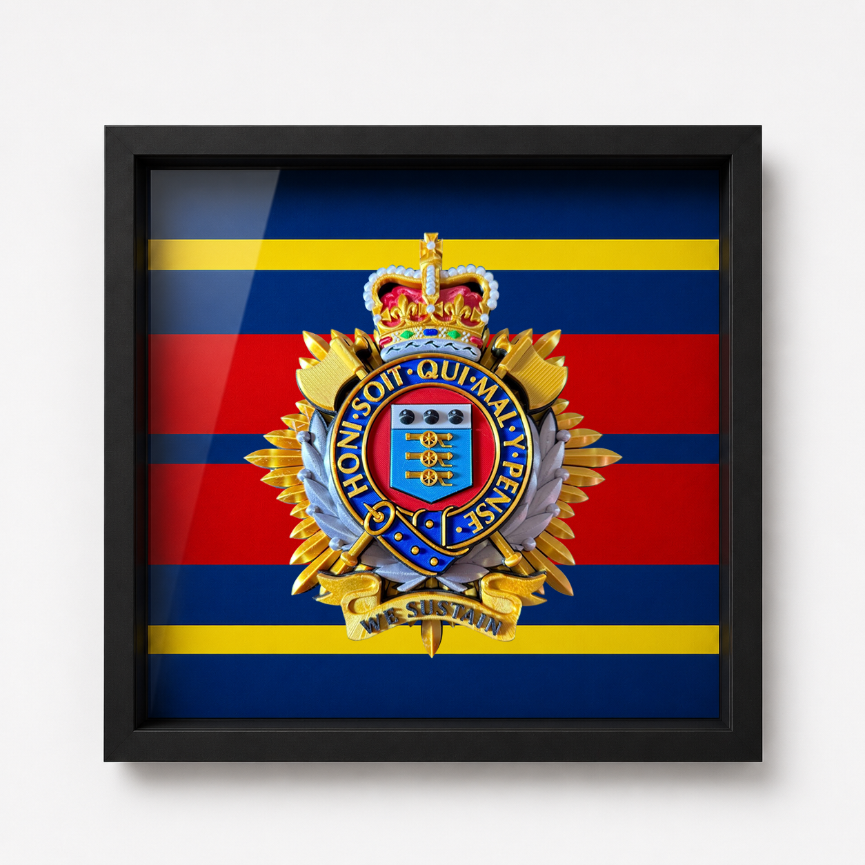 Royal Logistic Corps Queen's Crown Cap Badge Display Frame - Precision Military Emblems 