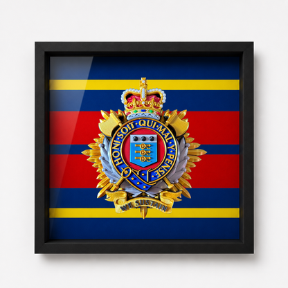 Royal Logistic Corps Queen's Crown Cap Badge Display Frame - Precision Military Emblems 