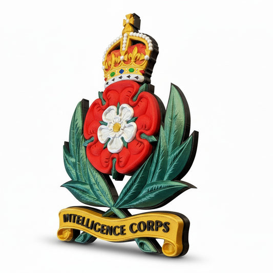 Intelligence Corps 3D Printed Cap Badge King's Crown - Precision Military Emblems
