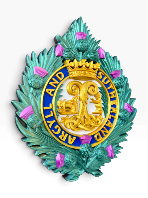 Argyll and Sutherland Highlanders cap badge with ARGYLL AND SUTHERLAND circlet