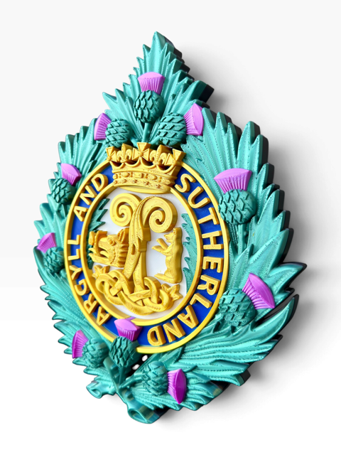 Argyll and Sutherland Highlanders regimental cap badge commemorative display