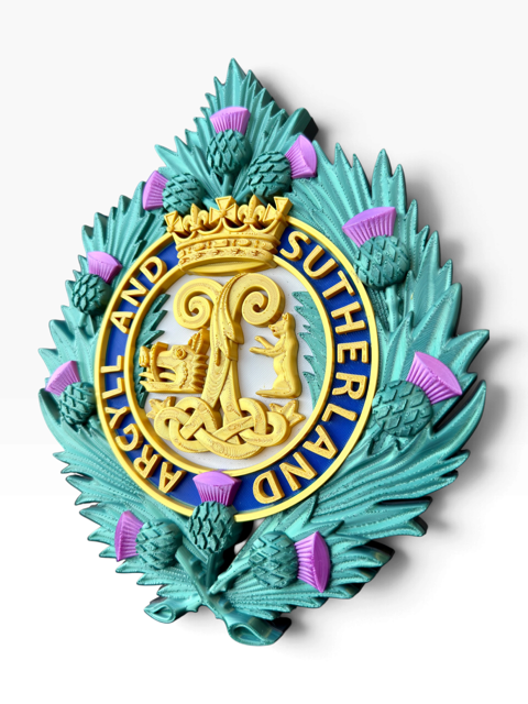 Argyll and Sutherland Highlanders military cap badge display piece