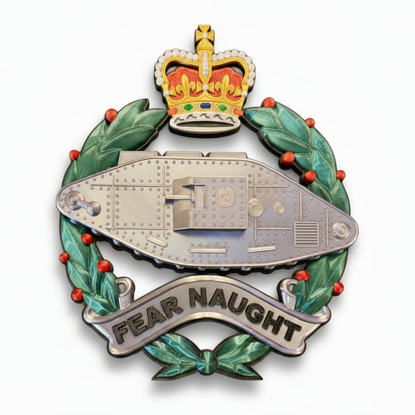 Royal Tank Regiment 3D Printed Cap Badge Queen's Crown - Precision Military Emblems