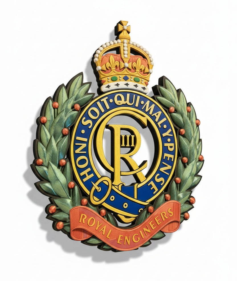 Royal Engineers 3D Printed Cap Badge King's Crown - Precision Military Emblems