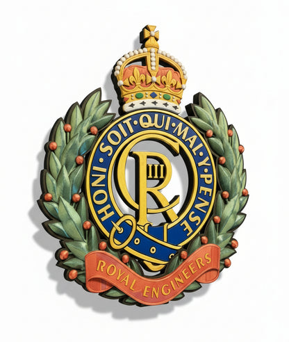 Royal Engineers 3D Printed Cap Badge King's Crown - Precision Military Emblems