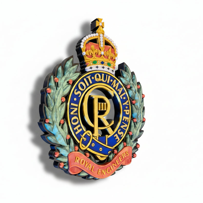 Royal Engineers 3D Printed Cap Badge King's Crown - Precision Military Emblems