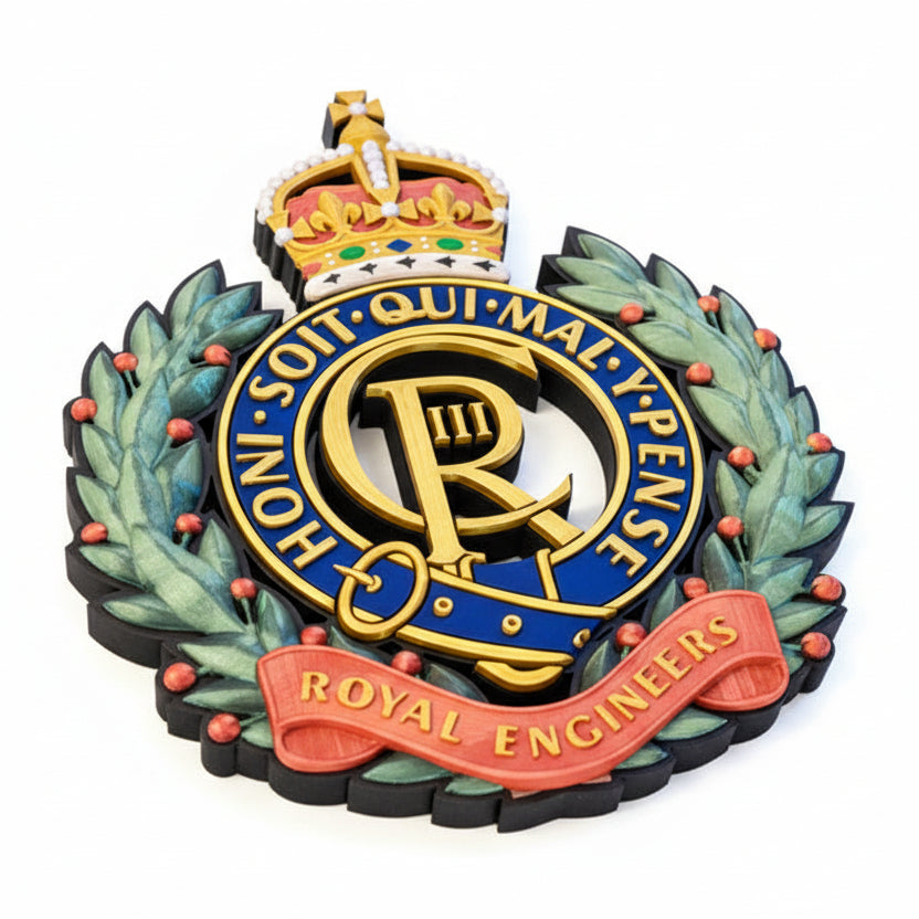 Royal Engineers 3D Printed Cap Badge King's Crown - Precision Military Emblems