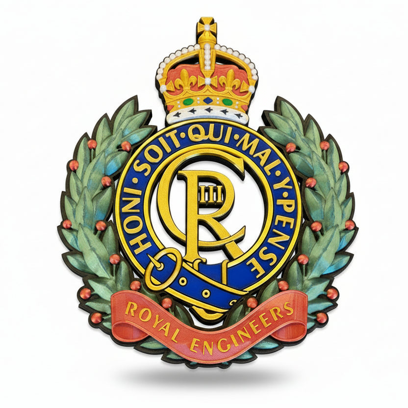 Royal Engineers 3D Printed Cap Badge King's Crown - Precision Military Emblems