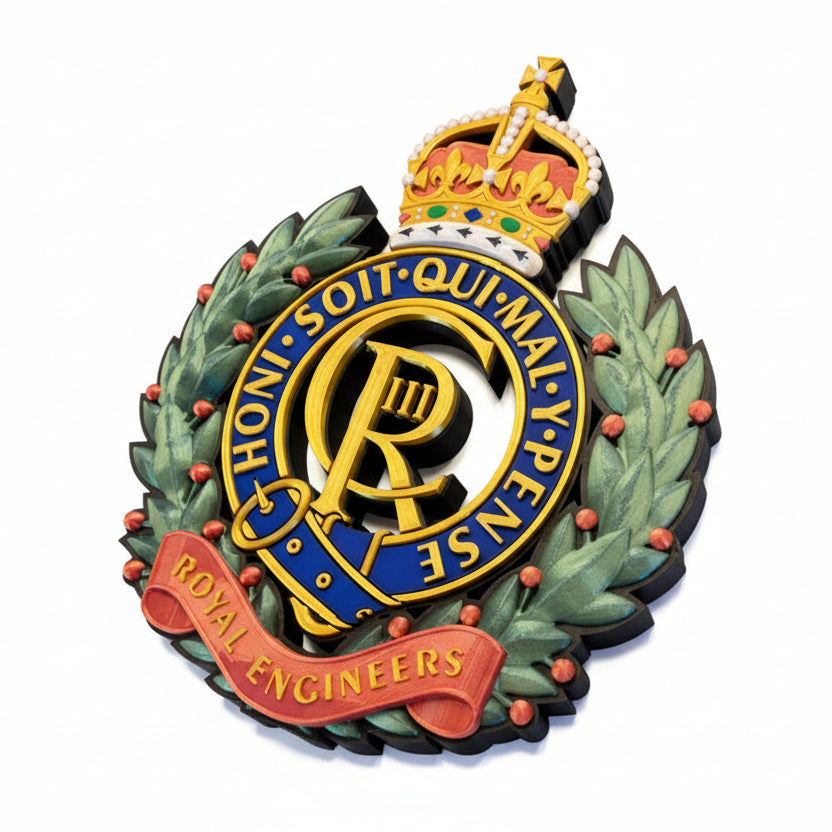 Royal Engineers 3D Printed Cap Badge King's Crown - Precision Military Emblems