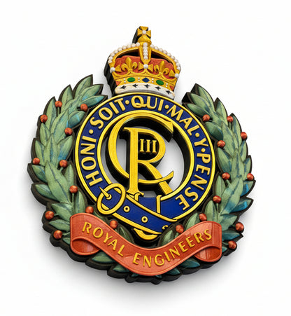 Royal Engineers 3D Printed Cap Badge King's Crown - Precision Military Emblems