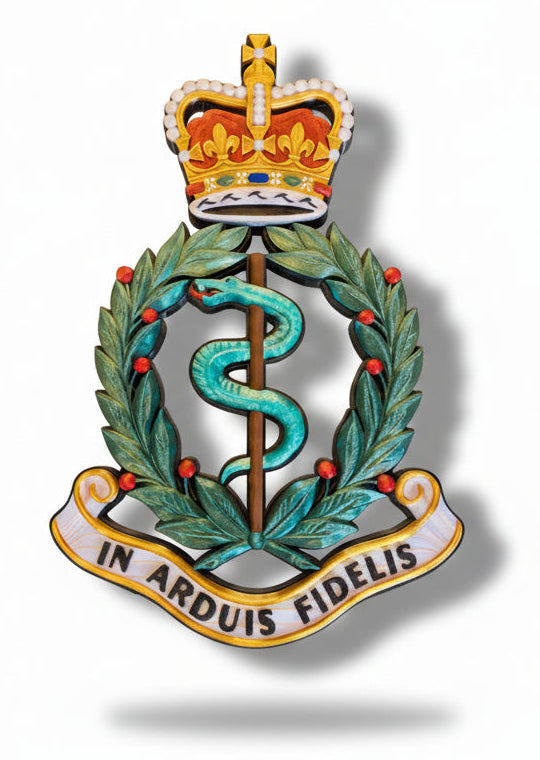 Royal Army Medical Corps 3D Printed Cap Badge Queen's Crown - Precision Military Emblems
