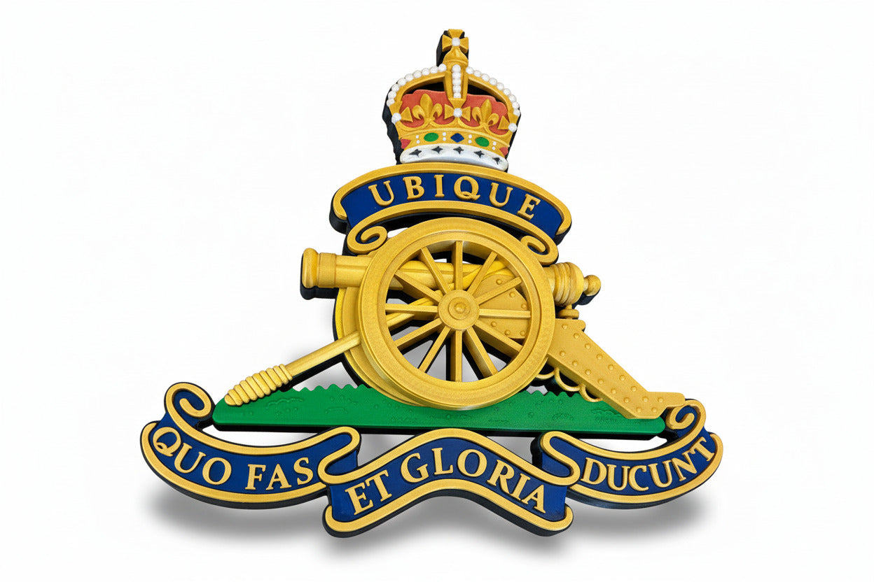 The Royal Regiment Of Artillery 3D Printed Cap Badge King's Crown - Precision Military Emblems