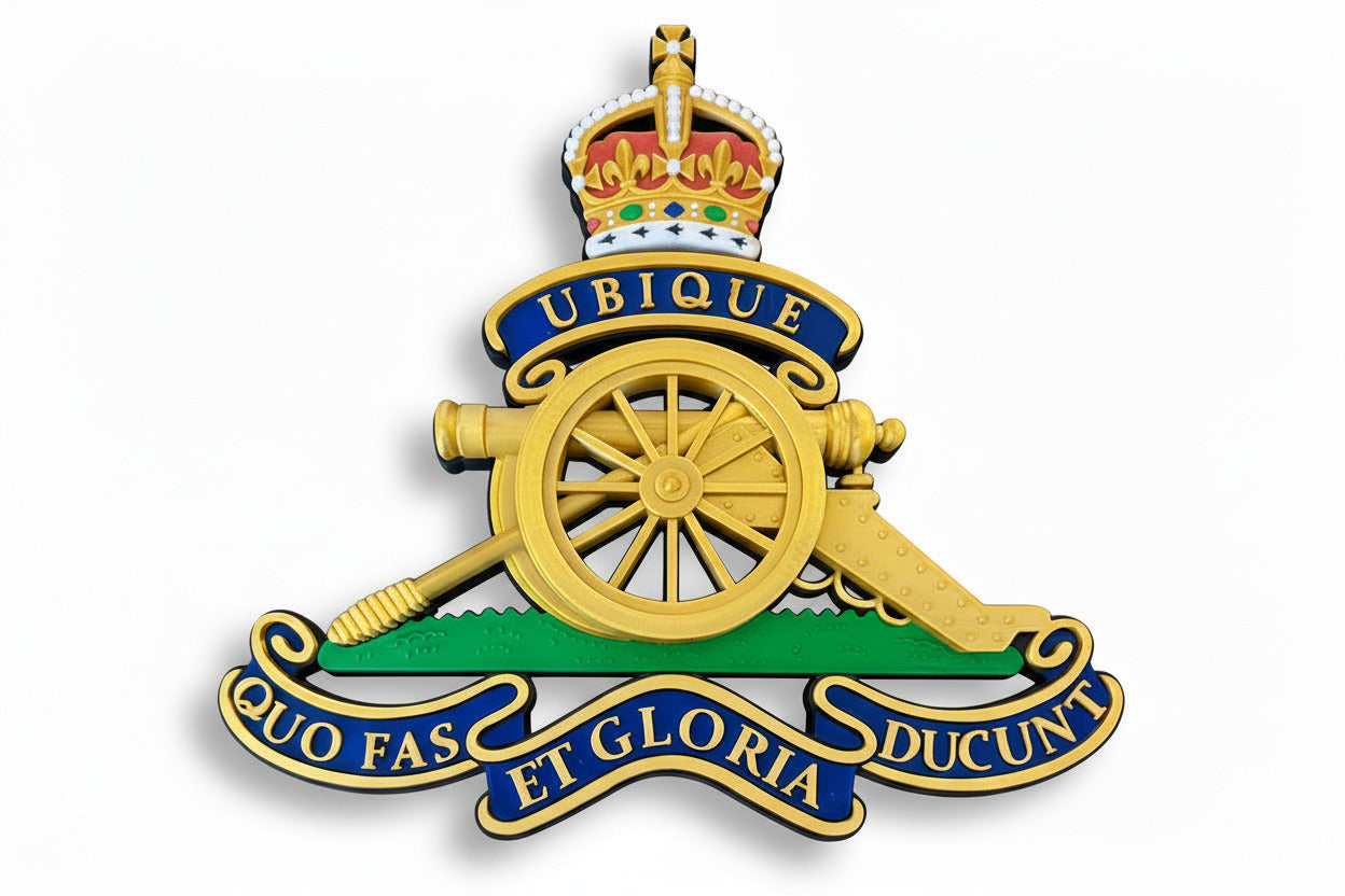 The Royal Regiment Of Artillery 3D Printed Cap Badge King's Crown - Precision Military Emblems