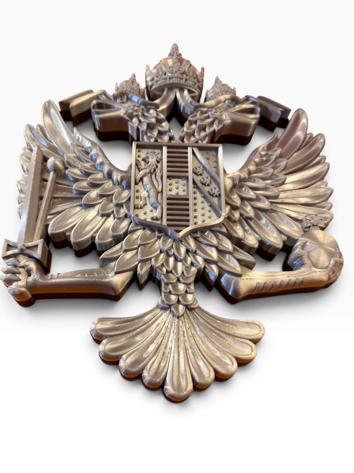 3D printed QDG cap badge with Habsburg eagle design