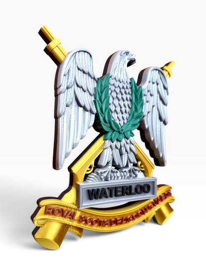 Royal Scots Dragoon Guards regimental cap badge commemorative display