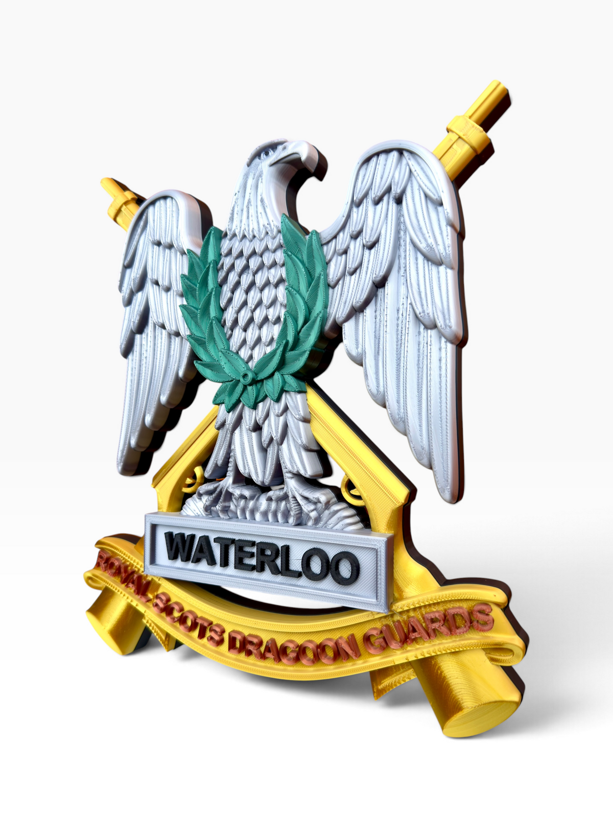 3D printed SCOTS DG regimental cap badge display piece