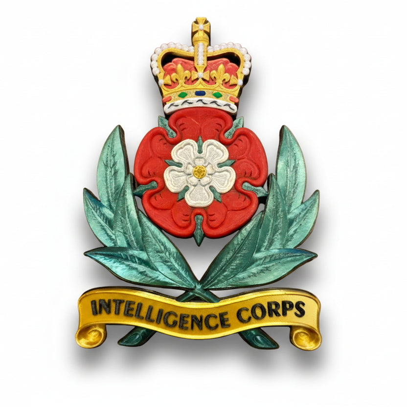 Intelligence Corps 3D Printed Cap Badge Queen's Crown - Precision Military Emblems