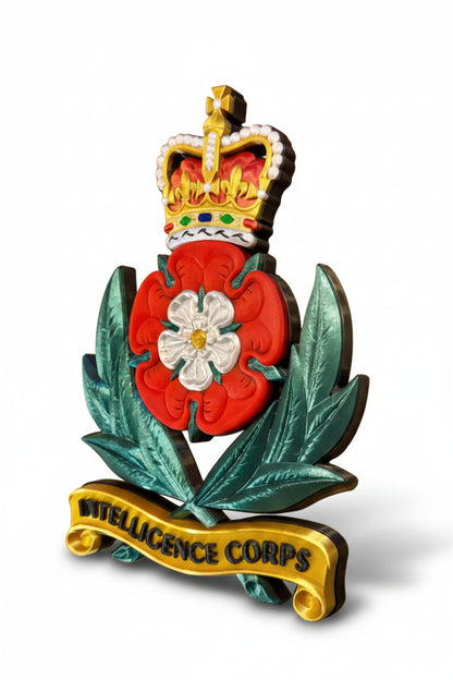 Intelligence Corps 3D Printed Cap Badge Queen's Crown - Precision Military Emblems