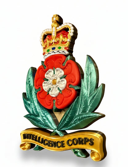 Intelligence Corps 3D Printed Cap Badge Queen's Crown - Precision Military Emblems