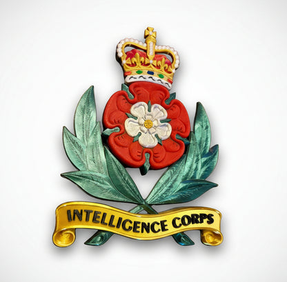 Intelligence Corps 3D Printed Cap Badge Queen's Crown - Precision Military Emblems