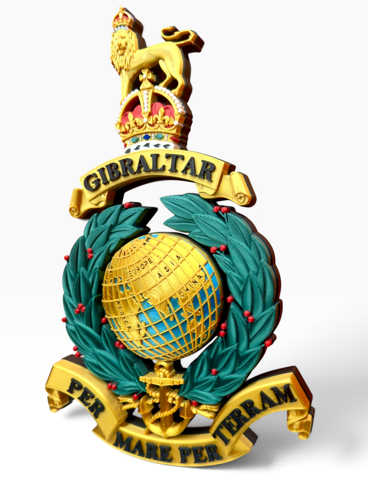 Royal Marines King's Crown Globe and Laurel Badge full-colour 3D detail