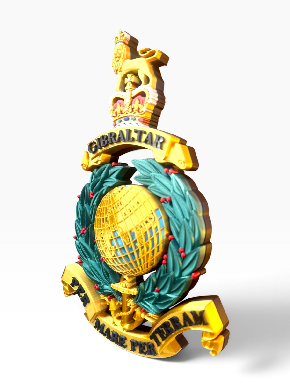 Royal Marines Queen's Crown Globe and Laurel badge with fouled anchor and Per Mare Per Terram motto