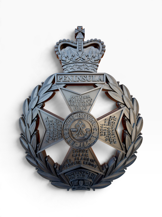 Royal Green Jackets All Black 3D Printed Cap Badge - Precision Military Emblems
