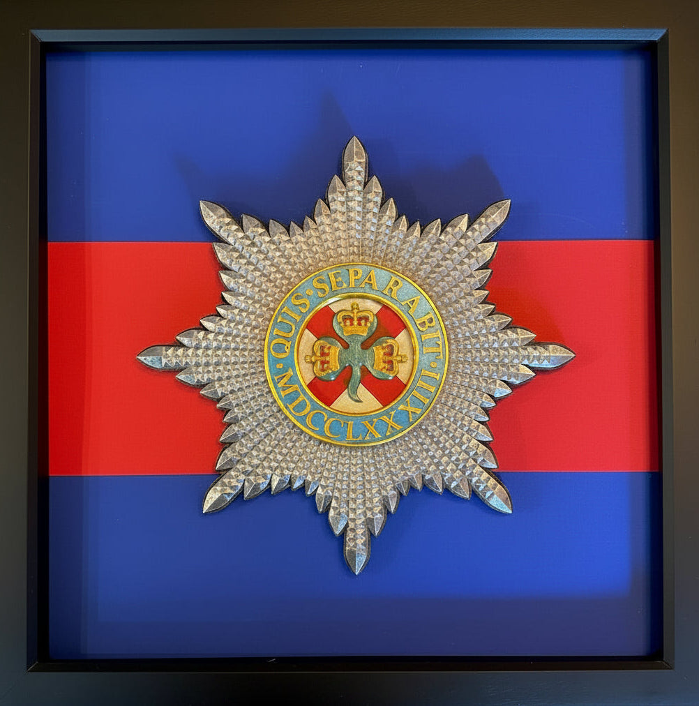 3D Printed Irish Guards Cap Badge Display Frame - Precision Military Emblems