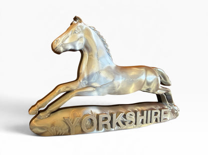 Silver and black 3D-printed Prince of Wales's Own Regiment of Yorkshire cap badge reproduction