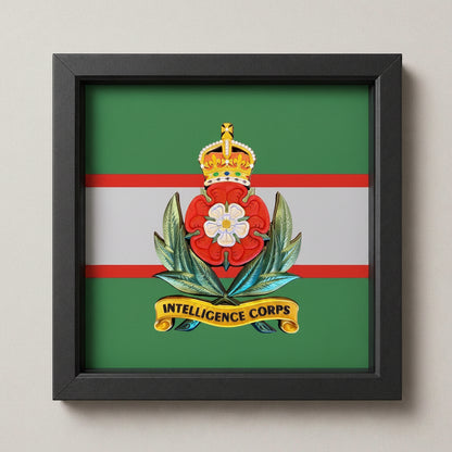 3D Printed Intelligence Corps Cap Badge Display Frame – King's Crown - Precision Military Emblems