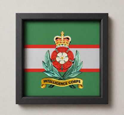 3D Printed Intelligence Corps Cap Badge Display Frame – Queen's Crown - Precision Military Emblems