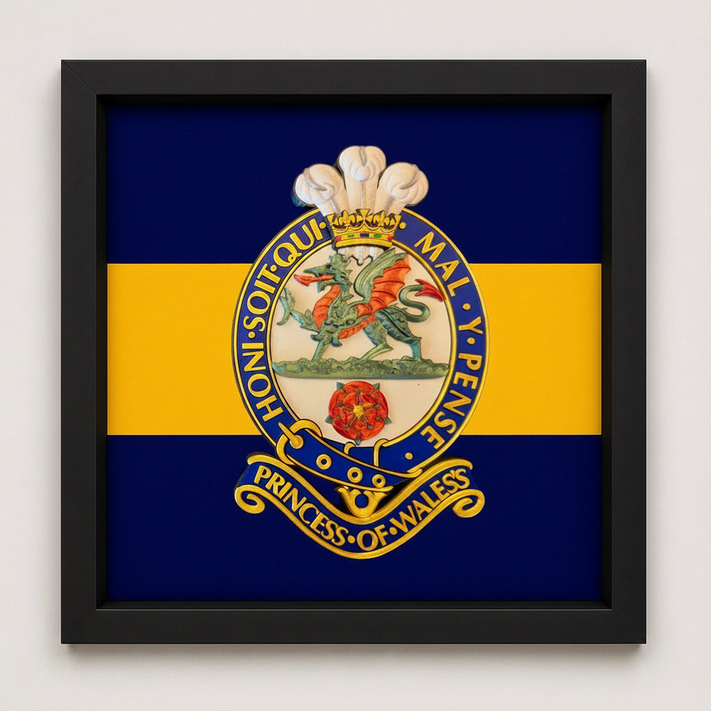 3D Printed Princess of Wales's Royal Regiment Cap Badge Display Frame - Precision Military Emblems