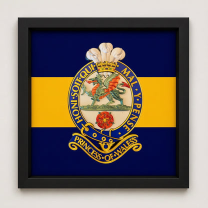 3D Printed Princess of Wales's Royal Regiment Cap Badge Display Frame - Precision Military Emblems