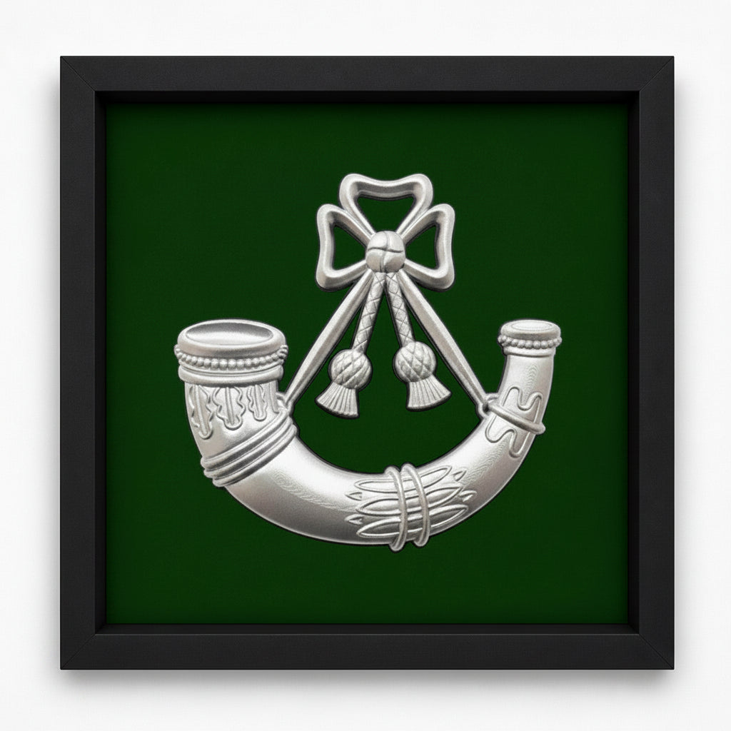 3D Printed Light Infantry Cap Badge Display Frame - Precision Military Emblems