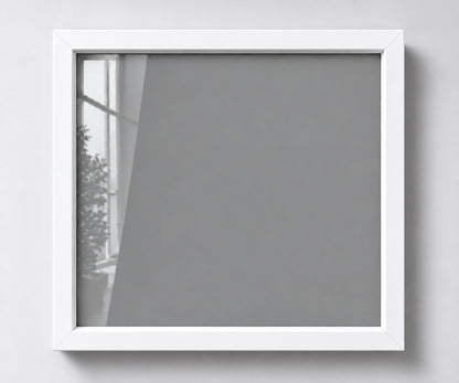 White shadow-box frame showing the grey backing without the Ranger Regiment badge