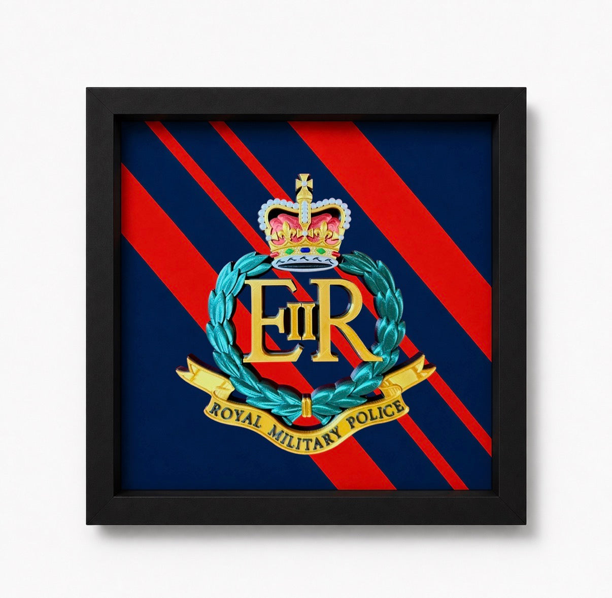 3D Printed Royal Military Police Queen's Crown Cap Badge Display Frame - Precision Military Emblems