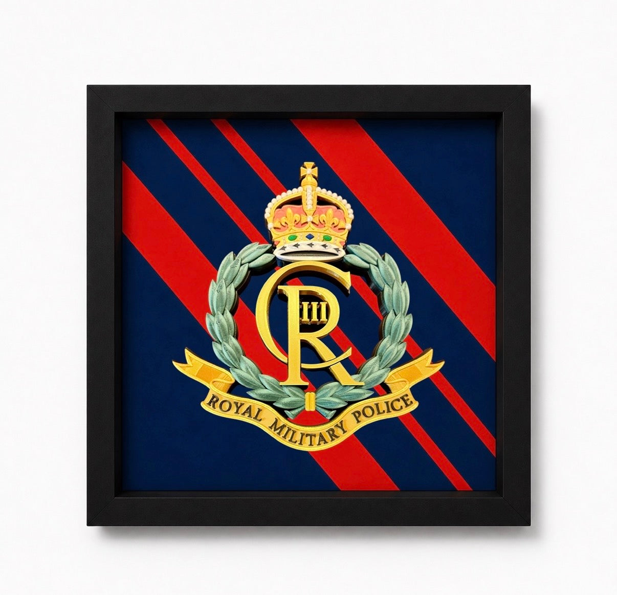 3D Printed Royal Military Police King's Crown Cap Badge Display Frame - Precision Military Emblems