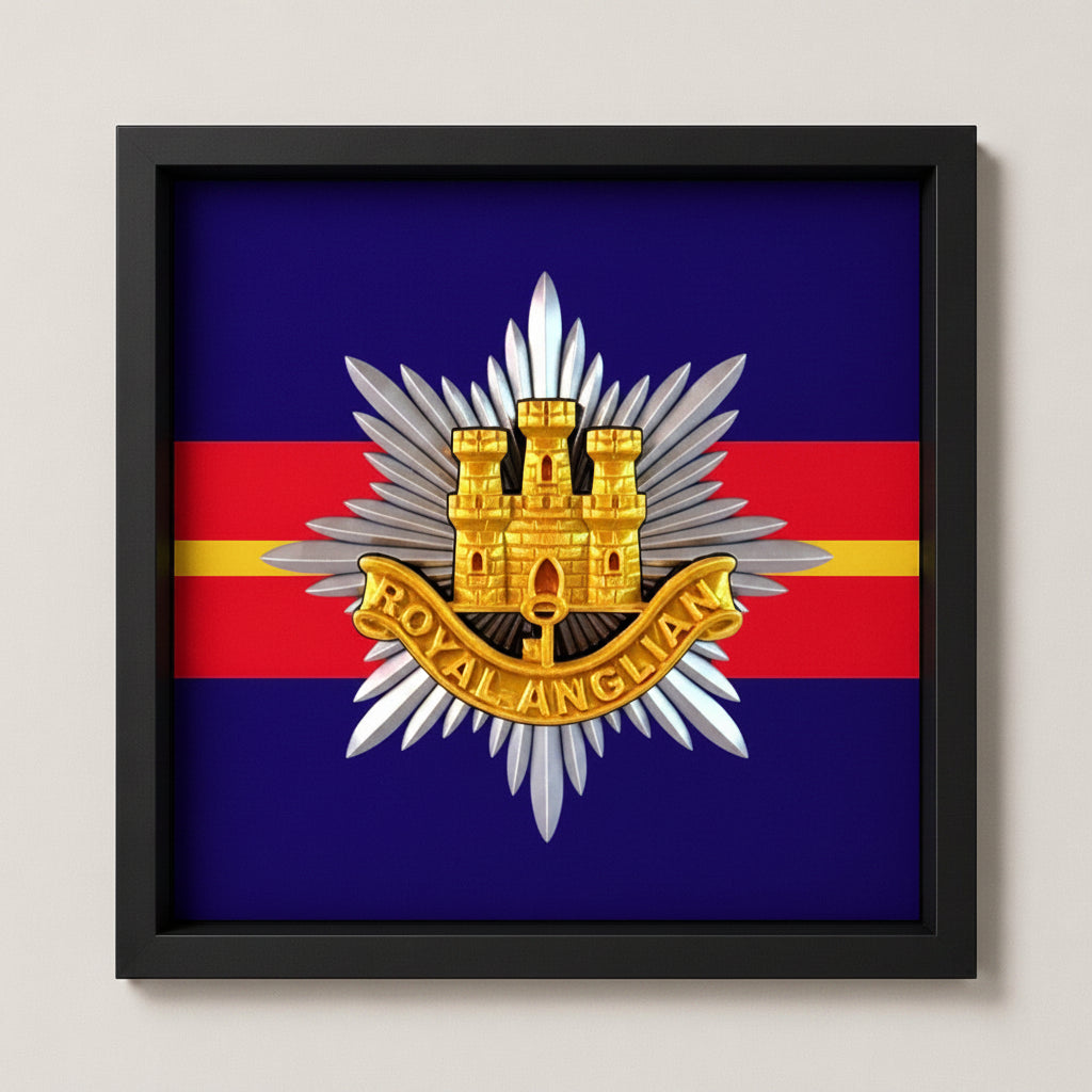 3D Printed Royal Anglian Regiment Cap Badge Display Frame - Precision Military Emblems