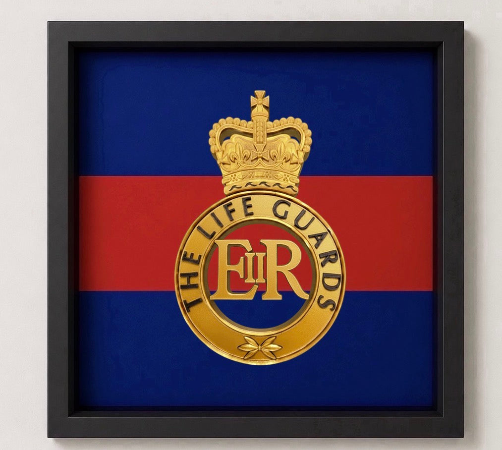 3D Printed Life Guards Queen's Crown Cap Badge Display Frame - Precision Military Emblems