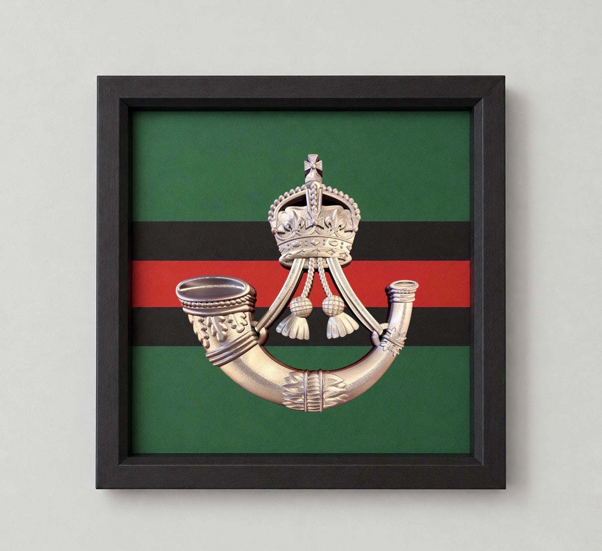 3D Printed Rifles Cap Badge Display Frame — King's Crown - Precision Military Emblems 