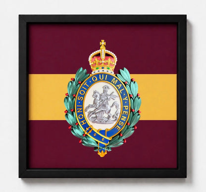3D Printed Royal Regiment of Fusiliers Cap Badge Display Frame - King's Crown - Precision Military Emblems 