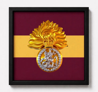 Royal Regiment of Fusiliers 3D Printed Cap Badge Grenade Display Frame - Queen's Crown - Precision Military Emblems 