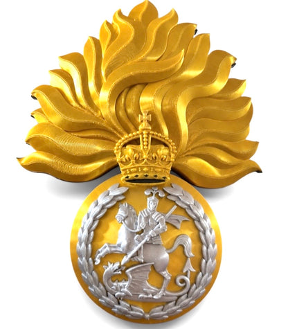Royal Regiment of Fusiliers 3D Printed Cap Badge Grenade - King's Crown - Precision Military Emblems 