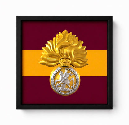 Royal Regiment of Fusiliers 3D Printed Cap Badge Grenade Display Frame - King's Crown