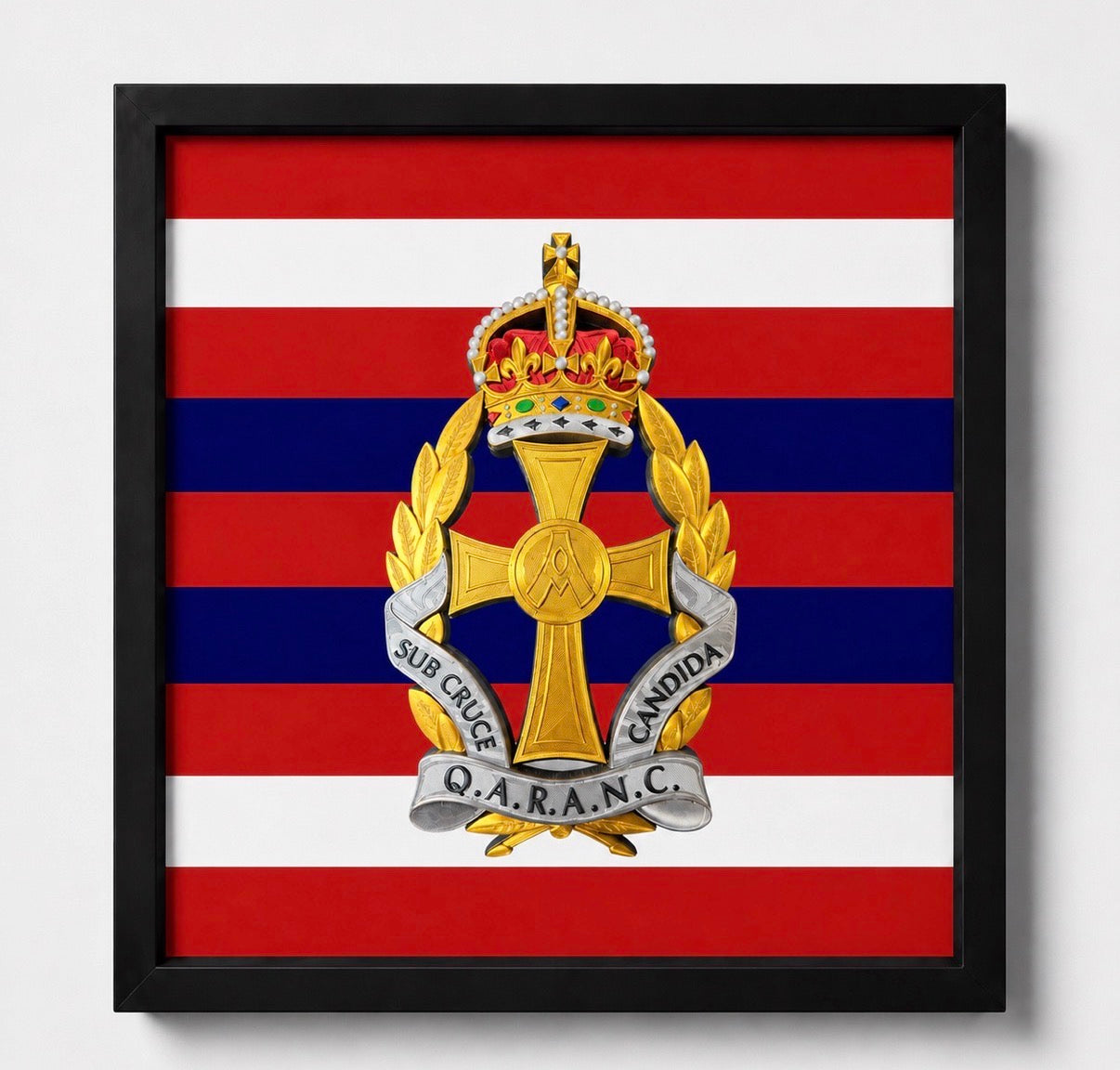 Queen Alexandra's Royal Army Nursing Corps King's Crown Cap Badge Display Frame | Officially Licensed - Precision Military Emblems 