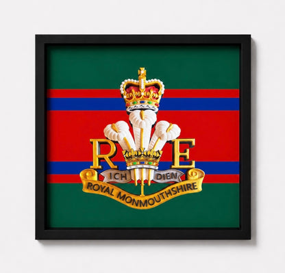 Royal Monmouthshire Royal Engineers Cap Badge Display Frame – Queen's Crown - Precision Military Emblems 