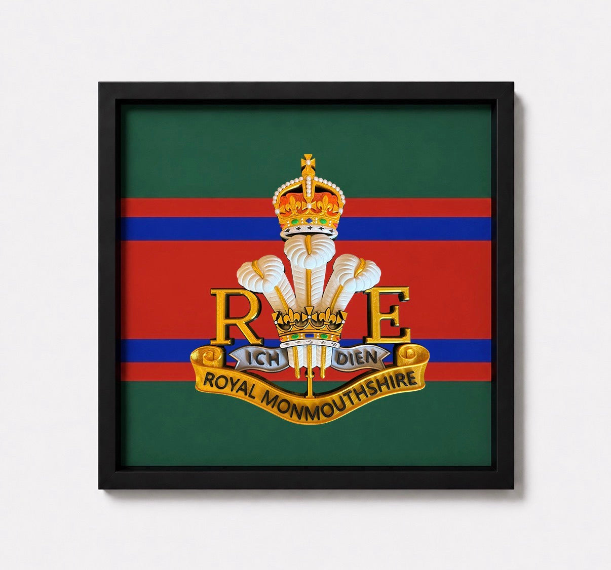 Royal Monmouthshire Royal Engineers Cap Badge Display Frame – King's Crown - Precision Military Emblems 