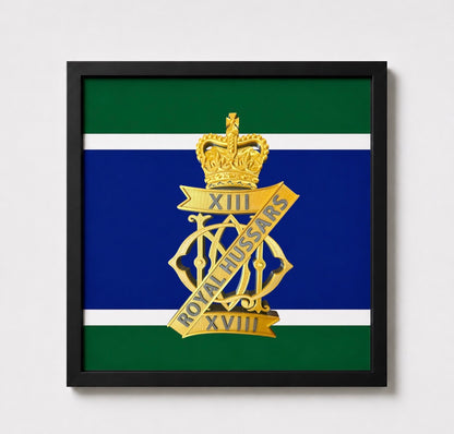 13th/18th Royal Hussars Cap Badge Display Frame – Queen's Crown - Precision Militay Emblems