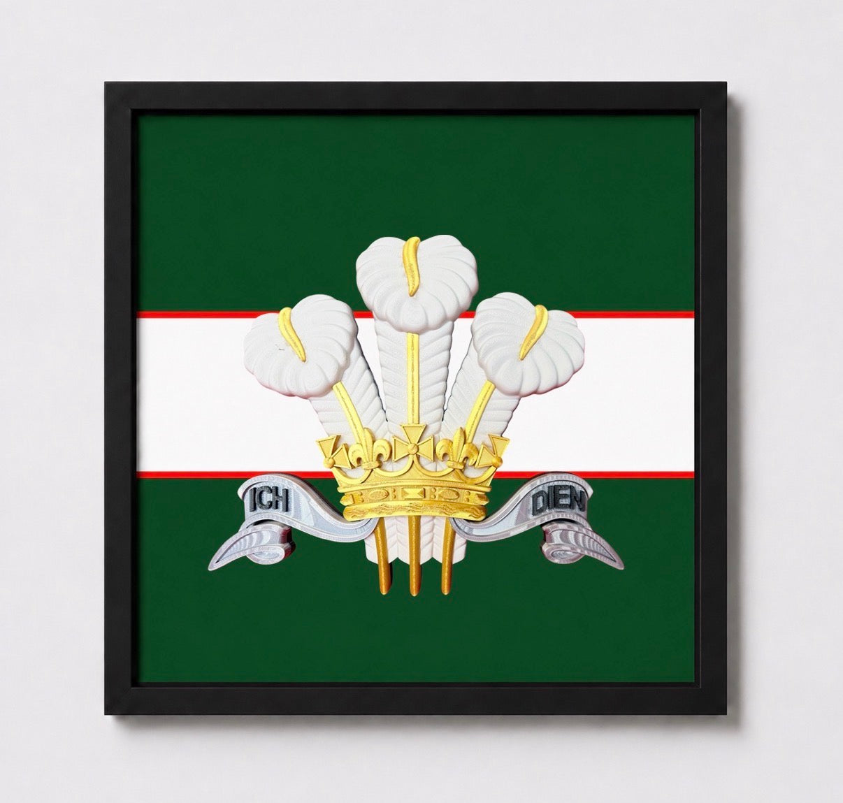 The Royal Regiment of Wales Silver, Gold & White Cap Badge Display Frame - Precision Military Emblems 