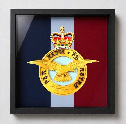 Royal Air Force Queen's Crown Emblem Display Frame - Precision Military Emblems 